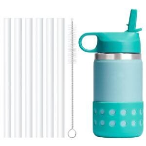 reusable replacement straws compatible with hydro flask wide mouth 12oz kids water caps-6 pack bpa free straws and pack straw brush