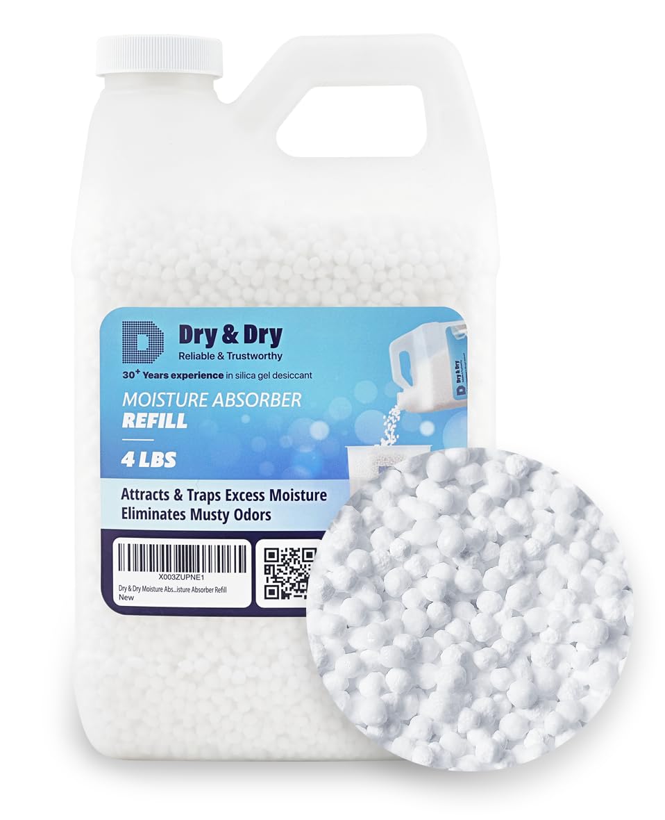 Dry & Dry Moisture Absorbers Refill Beads (4 LBS) - Dehumidifiers for Home Dehumidifier for Basement Dehumidifiers for Bedroom Small Dehumidifiers Dehumidifiers Moisture Absorbers