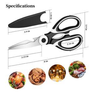 Kitchen Shears - QtoiKce Kitchen Scissors Heavy Duty Stainless Steel Food Shears for Cutting Meat, Fish, Poultry Shears Multipurpose Utility Scissors