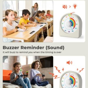 LIORQUE 60 Minute Visual Timer for Kids, Rechargeable Visual Countdown Timer Clock Kids Timer for Classroom, Desk Pomodoro Timer with 'Rainbow' Pattern Design and Magnetic Back