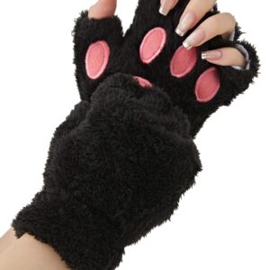 OTPEH Cat Paws Gloves Fingerless Bear Furry Paw Cute Hand Paw Gear Cosplay Costume Accessories