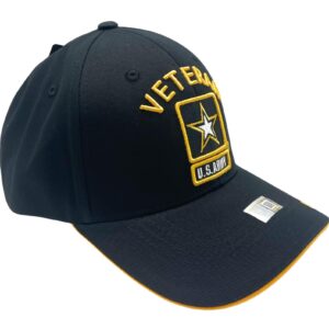 US Army Official Licensed Premium Quality Military Baseball Cap (US, Alpha, One Size, Black (Veteran Square Logo))