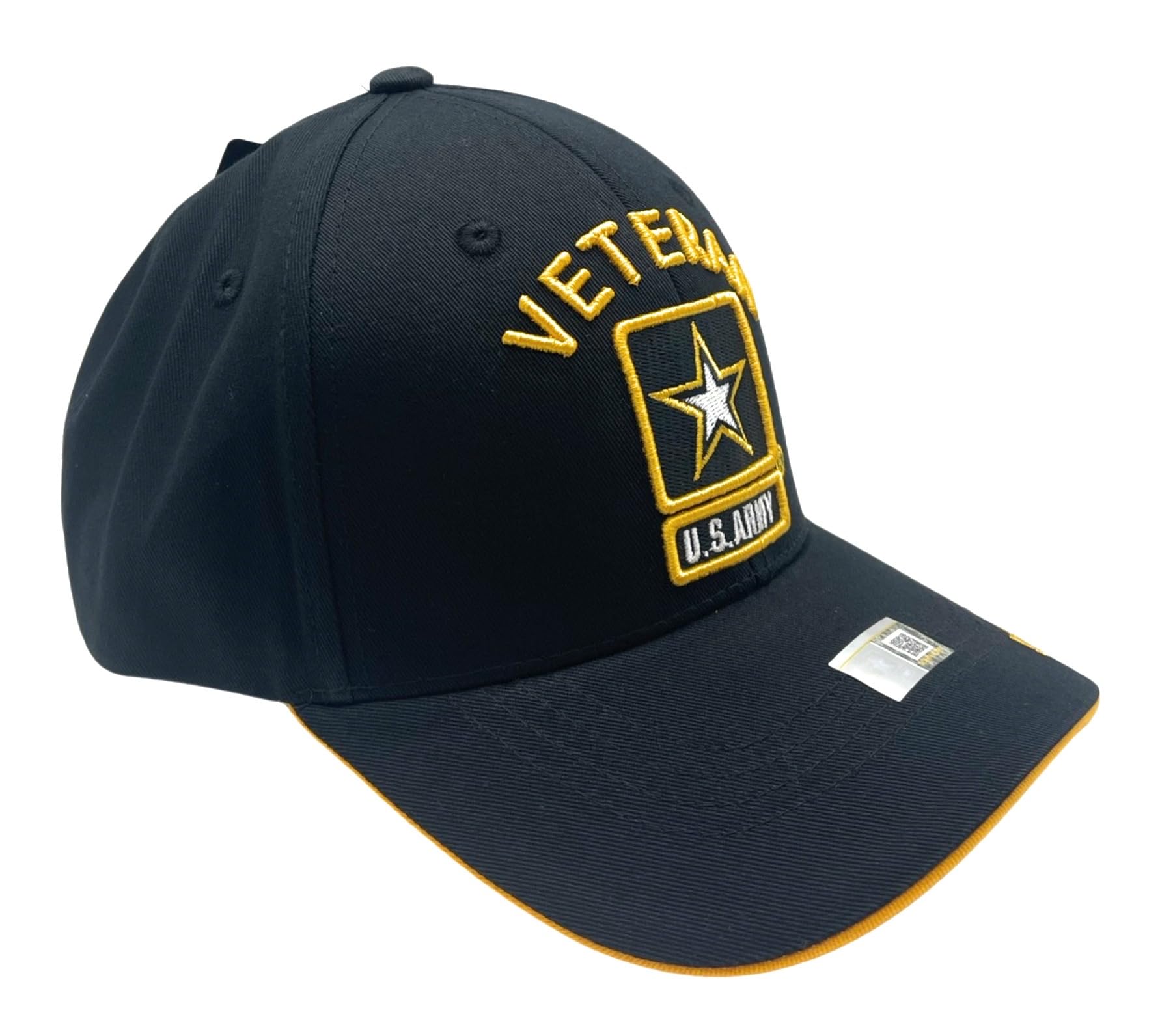 US Army Official Licensed Premium Quality Military Baseball Cap (US, Alpha, One Size, Black (Veteran Square Logo))