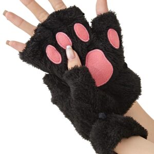 OTPEH Cat Paws Gloves Fingerless Bear Furry Paw Cute Hand Paw Gear Cosplay Costume Accessories