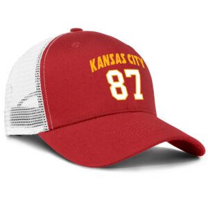 Kansas Red City Hat Gifts Men Women Apparel Travis Mesh Kelce Number 87 Embroidered Cap Youth Adjustable Snapback Trucker Hats