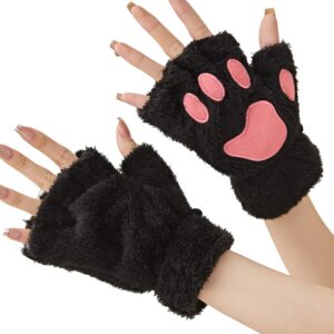 OTPEH Cat Paws Gloves Fingerless Bear Furry Paw Cute Hand Paw Gear Cosplay Costume Accessories