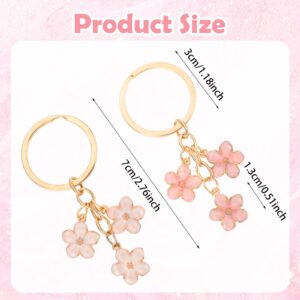 Ouligay 2pcs Flower Keychain, Key Chains, Key Chain Charm, Womens Keychains For Car Keys, Keychain Accessories for Women Gifts Purse Bag Accessories(Pink And White)