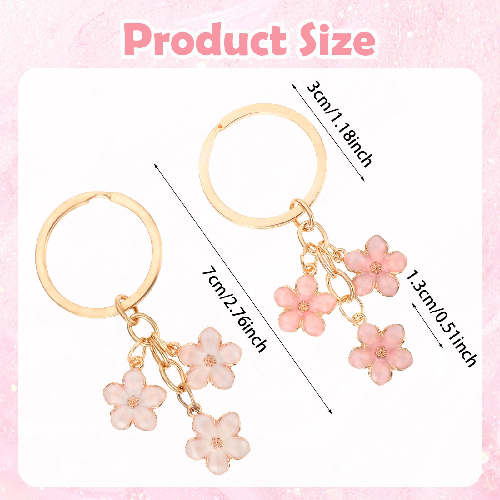 Ouligay 2pcs Flower Keychain, Key Chains, Key Chain Charm, Womens Keychains For Car Keys, Keychain Accessories for Women Gifts Purse Bag Accessories(Pink And White)