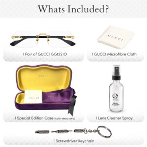 Gucci GG1221O Designer Fashion Eyeglasses Stylish Vintage Rimless Frame Eyewear with Luxury eSHADES Kit - Embrace Sophistication and Elegance