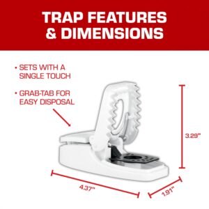 Tomcat Press 'N Set Mouse Trap for Indoor or Outdoor Use, Plastic Spring-Loaded Mouse Killer with Grab Tab, 2 Traps