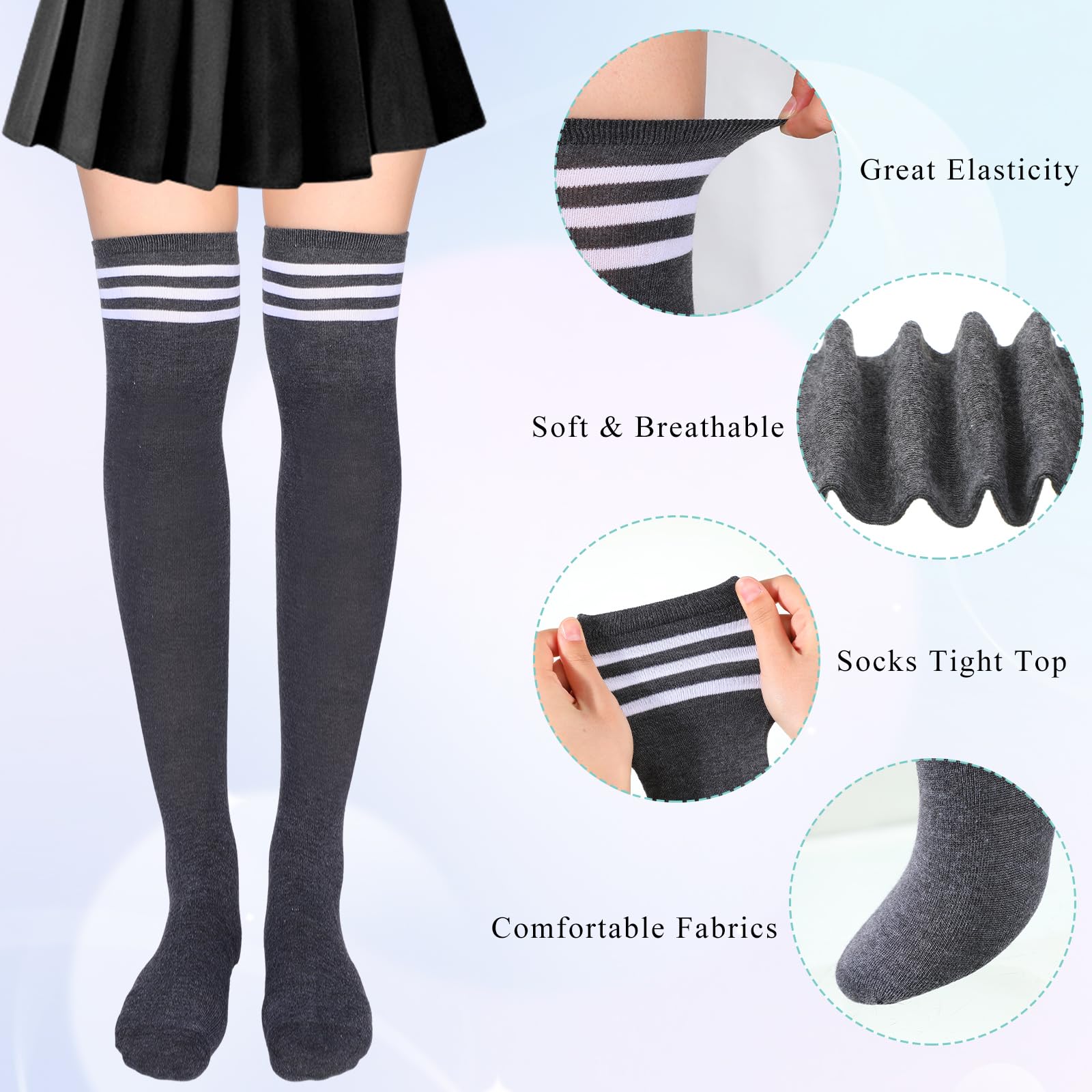 Syhood 36 Pairs over Knee Thigh Socks Thigh High Socks for Women Leg High Socks Long Stocking for Daily Wear(Multi Colors)