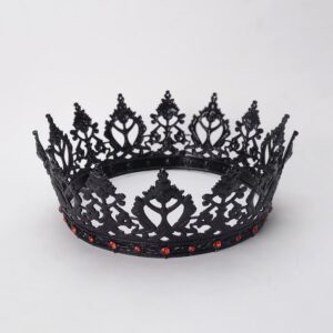 S SNUOY King Crowns for Men Black Crown for Women Medieval Crowns and Tiaras Rhinestone Metal Headpieces for Prom Cosplay Party Homecoming Birthday Halloween Christmas