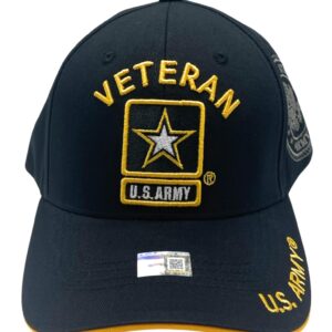 US Army Official Licensed Premium Quality Military Baseball Cap (US, Alpha, One Size, Black (Veteran Square Logo))