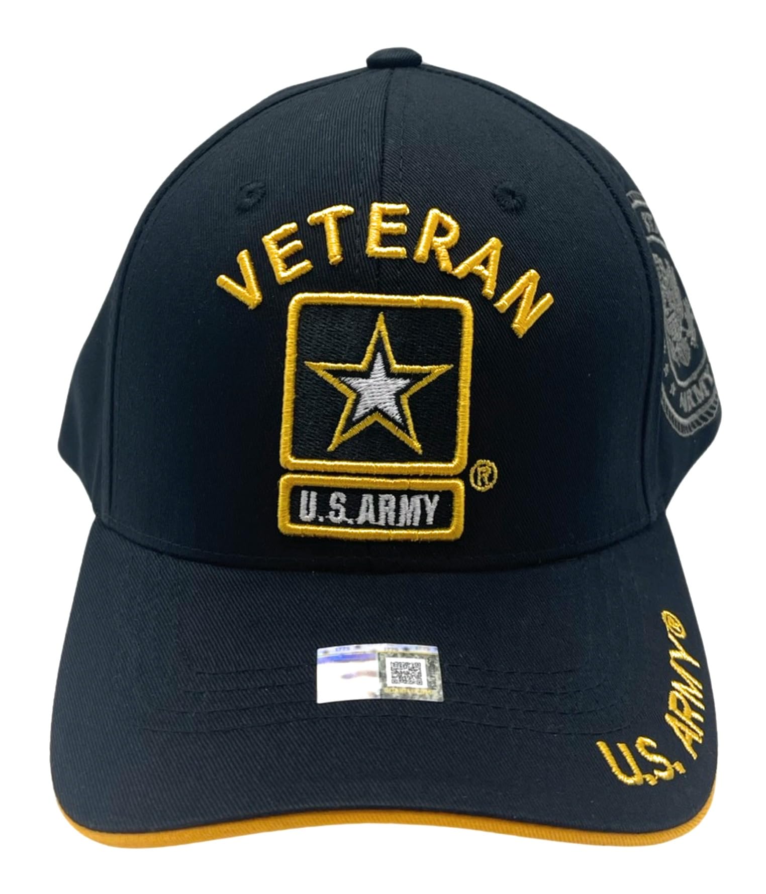 US Army Official Licensed Premium Quality Military Baseball Cap (US, Alpha, One Size, Black (Veteran Square Logo))