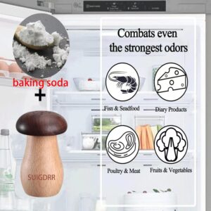 SUIGDRR Baking Soda Holder Fridge odor Absorber Smell Eliminator Freshener Deodorizer Wooden Mushroom (No Soda)