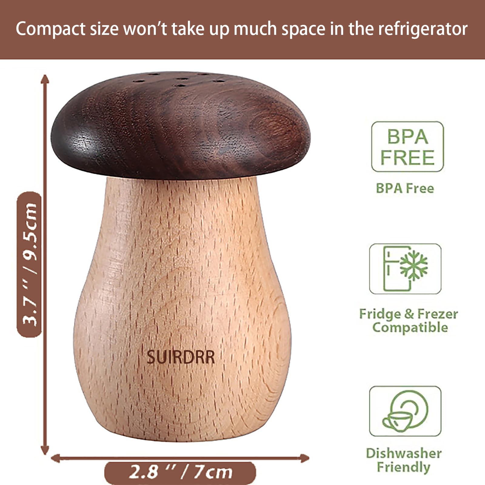 SUIGDRR Baking Soda Holder Fridge odor Absorber Smell Eliminator Freshener Deodorizer Wooden Mushroom (No Soda)