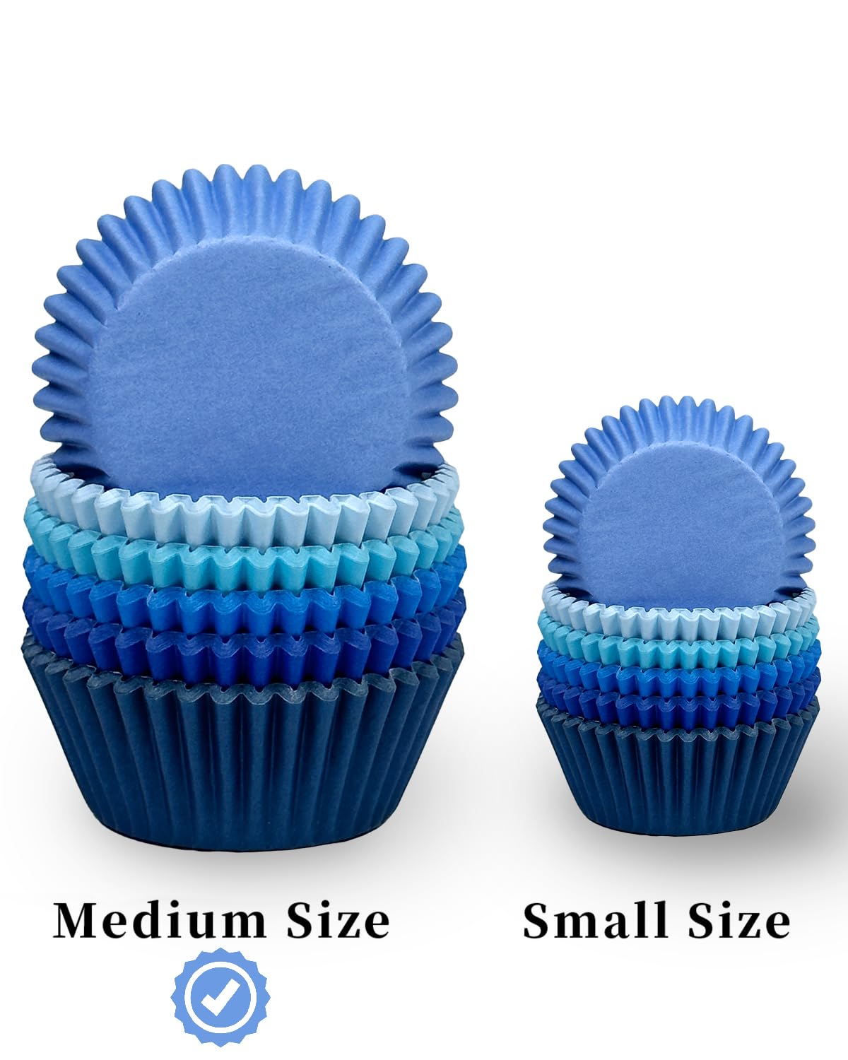 qiqee 300 Counts Cupcake Liners Cupcake Cups Food Grade 6 Solid Blue Colors Cupcake Papers Muffin Baking Cups Cupcake Wrappers (Standard Size)