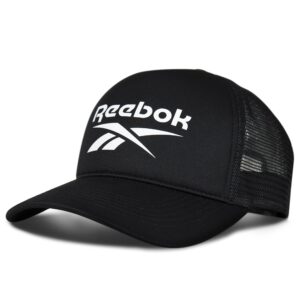 Reebok Trucker Mesh-Back Cap with Adjustable Snapback for Men and Women (One Size Fits Most), Black