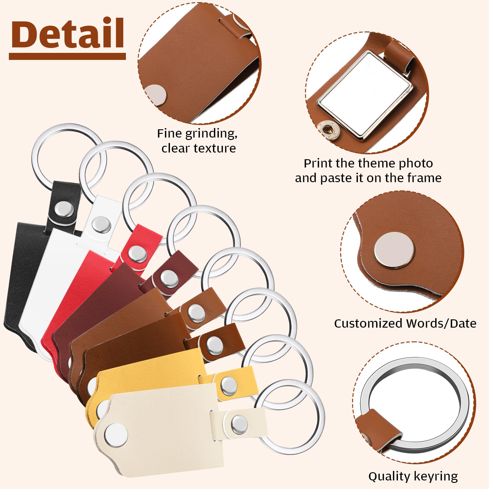 Misdary 24 Pcs Family Reunion Favors Photo Insert Keychain with Leather Protection Blank Picture Frame Keychain Photo Leather Keychain Bulk PU Leather Key Kit Blank Photo Keychain for Craft DIY Gifts