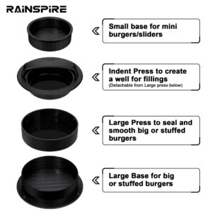 Rainspire Hamburger Press Patty Maker, 3 in 1 Non-Stick Burger Press Patty Maker, Hamburger Patty Maker, Burger Patty Maker, Patty Press for Stuffed Burgers, Sliders, Beef Burger, Black