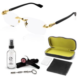 gucci gg1221o designer fashion eyeglasses stylish vintage rimless frame eyewear with luxury eshades kit - embrace sophistication and elegance