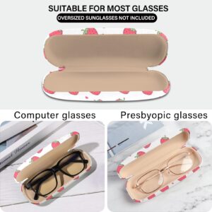 BHAHB Eyeglasses Case Hard Shell Protective Case for Glasses,Eyeglass Holder Box with Cleaning Cloth for Unisex Women Girls Men Cute Aesthetic Classic-Strawberry