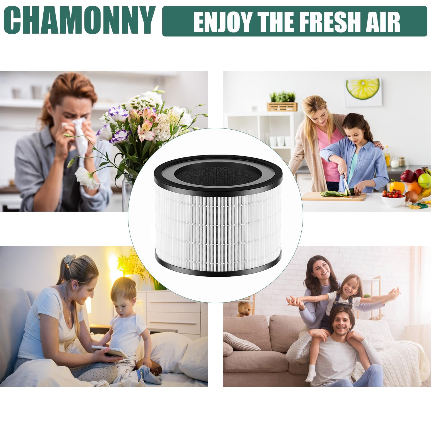 CHAMONNY MAF-02 Filter Replacement, Compatible with Miko IBUKI M Air Purifier MAF-02/970 Sqft, 3-in-1 H13 True HEPA Filter and Activated Carbon Filter, 2 Pack