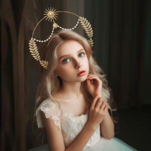 NBMARLS Mary Halo Crown Headband Spiked Halo Crown Sun Goddess Headdress for Cosplay Costume Party