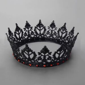 S SNUOY King Crowns for Men Black Crown for Women Medieval Crowns and Tiaras Rhinestone Metal Headpieces for Prom Cosplay Party Homecoming Birthday Halloween Christmas