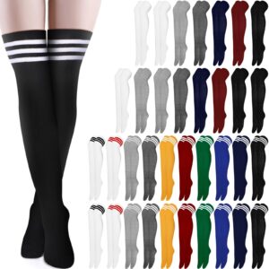 Syhood 36 Pairs over Knee Thigh Socks Thigh High Socks for Women Leg High Socks Long Stocking for Daily Wear(Multi Colors)