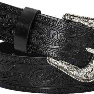 UTOWO Adjustable Vintage Western-Belts for Women Men Embossed PU Leather Buckles Cowboy-Cowgirl-Belt (for 28-38" Waist)