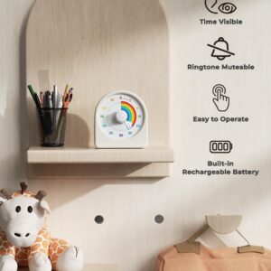 LIORQUE 60 Minute Visual Timer for Kids, Rechargeable Visual Countdown Timer Clock Kids Timer for Classroom, Desk Pomodoro Timer with 'Rainbow' Pattern Design and Magnetic Back