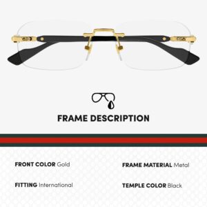 Gucci GG1221O Designer Fashion Eyeglasses Stylish Vintage Rimless Frame Eyewear with Luxury eSHADES Kit - Embrace Sophistication and Elegance