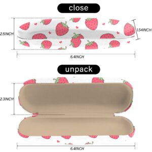 BHAHB Eyeglasses Case Hard Shell Protective Case for Glasses,Eyeglass Holder Box with Cleaning Cloth for Unisex Women Girls Men Cute Aesthetic Classic-Strawberry