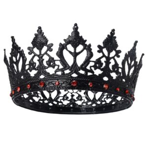 S SNUOY King Crowns for Men Black Crown for Women Medieval Crowns and Tiaras Rhinestone Metal Headpieces for Prom Cosplay Party Homecoming Birthday Halloween Christmas