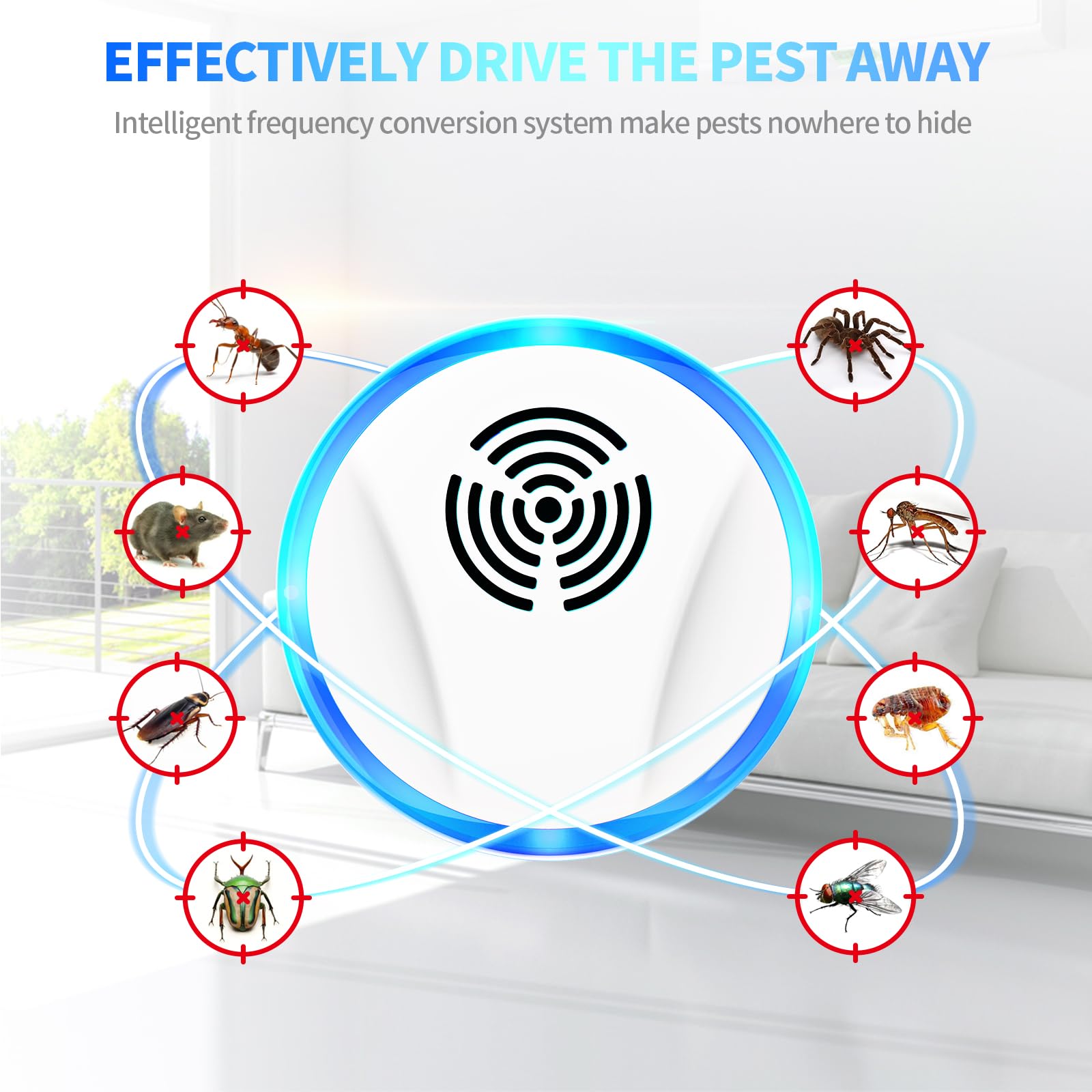 Lickoon 6 Packs Ultrasonic Pest Control Repeller, Electronic Pest Repellent Plug in Indoor for Insect Roaches Spider Ant Bug Rat Rodent Mouse Repellent for House Kitchen Garage Warehouse