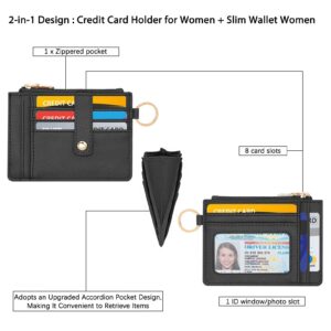 KNGITRYI Small Wallet for Women RFID Wallet for Women,Card Wallets for Women Slim,Credit Card Holder Wallet for Women (Simplicity, Black)