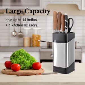 RedCall Kitchen Knife Holder,Stainless Steel Universal Knife Block for Kitchen Counter,Space-Saving Knife Storage Organizer Countertop,Knife Block Holder without Knives (Black)