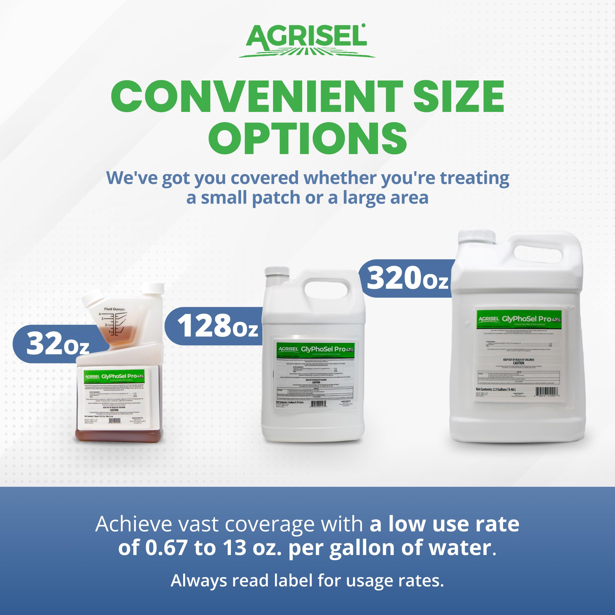 Agrisel GlyPhoSel Pro Weed Killer, Tackles Hard-to-Kill Weeds, Low-Odor, Easy Mixing, Pet Safe, Includes 3-Pack of Agrisel Protective Gloves, 32 Ounces