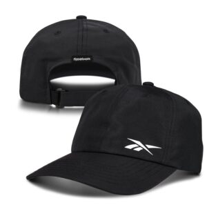 Reebok Lightweight Adjustable Performance Running Cap for Men and Women (One Size Fits Most), Black