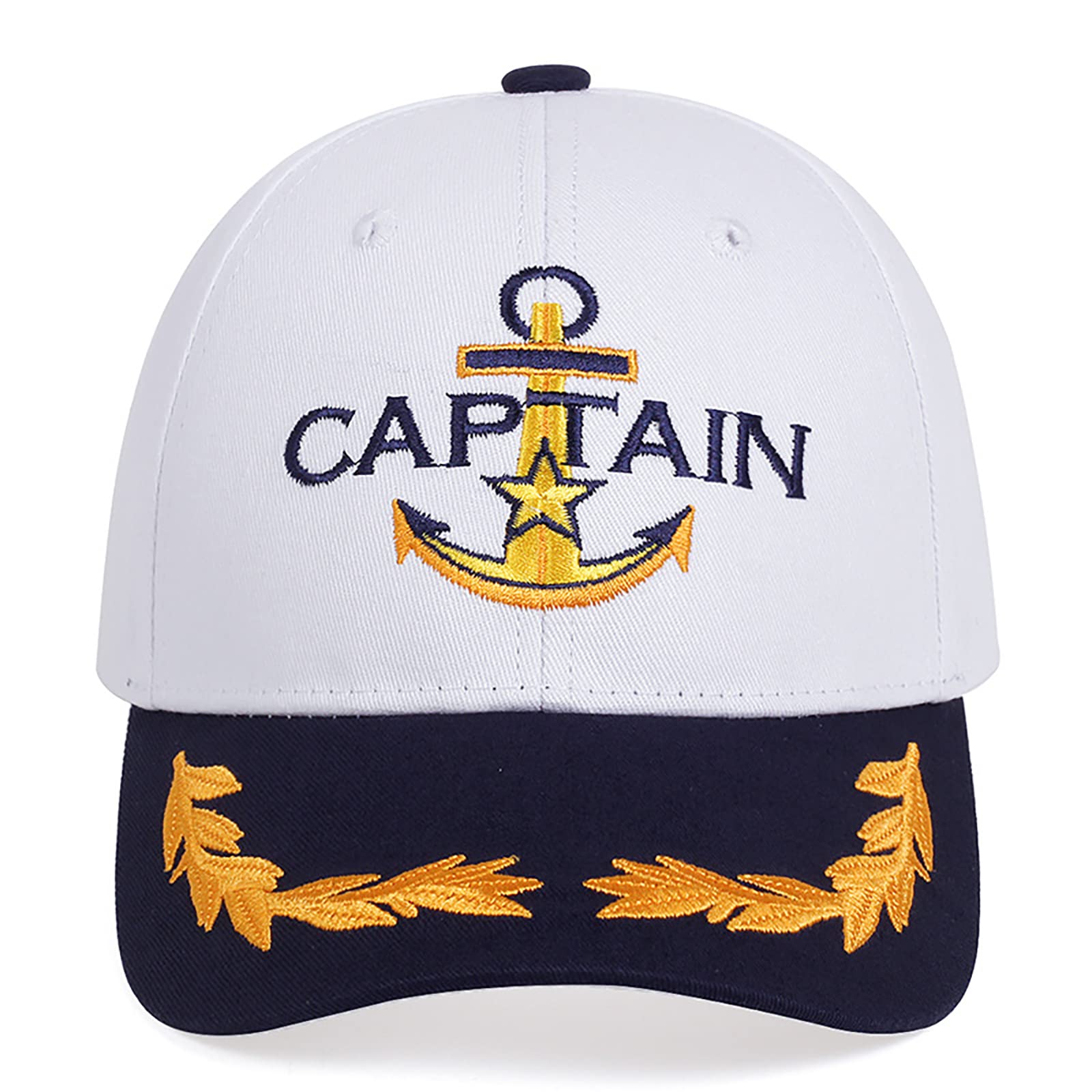 Captain + First Mate (2Pack) Yacht Hat Sailors Hat Nautical Marine Sailor Navy Hats Snapback Adjustable Sea Cap for Adult