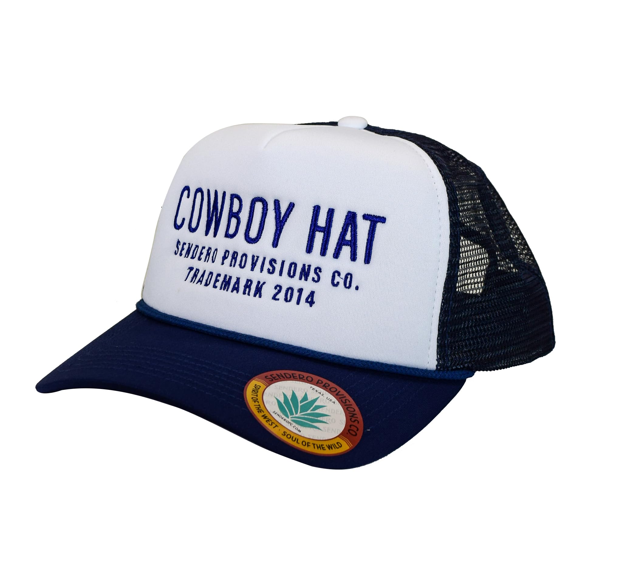 Sendero Provisions Co. Cowboy Hat Embroidered Logo Snapback Trucker Cap One Size (Blue/White)