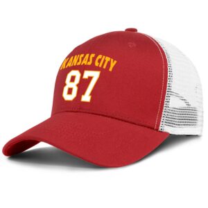 Kansas Red City Hat Gifts Men Women Apparel Travis Mesh Kelce Number 87 Embroidered Cap Youth Adjustable Snapback Trucker Hats