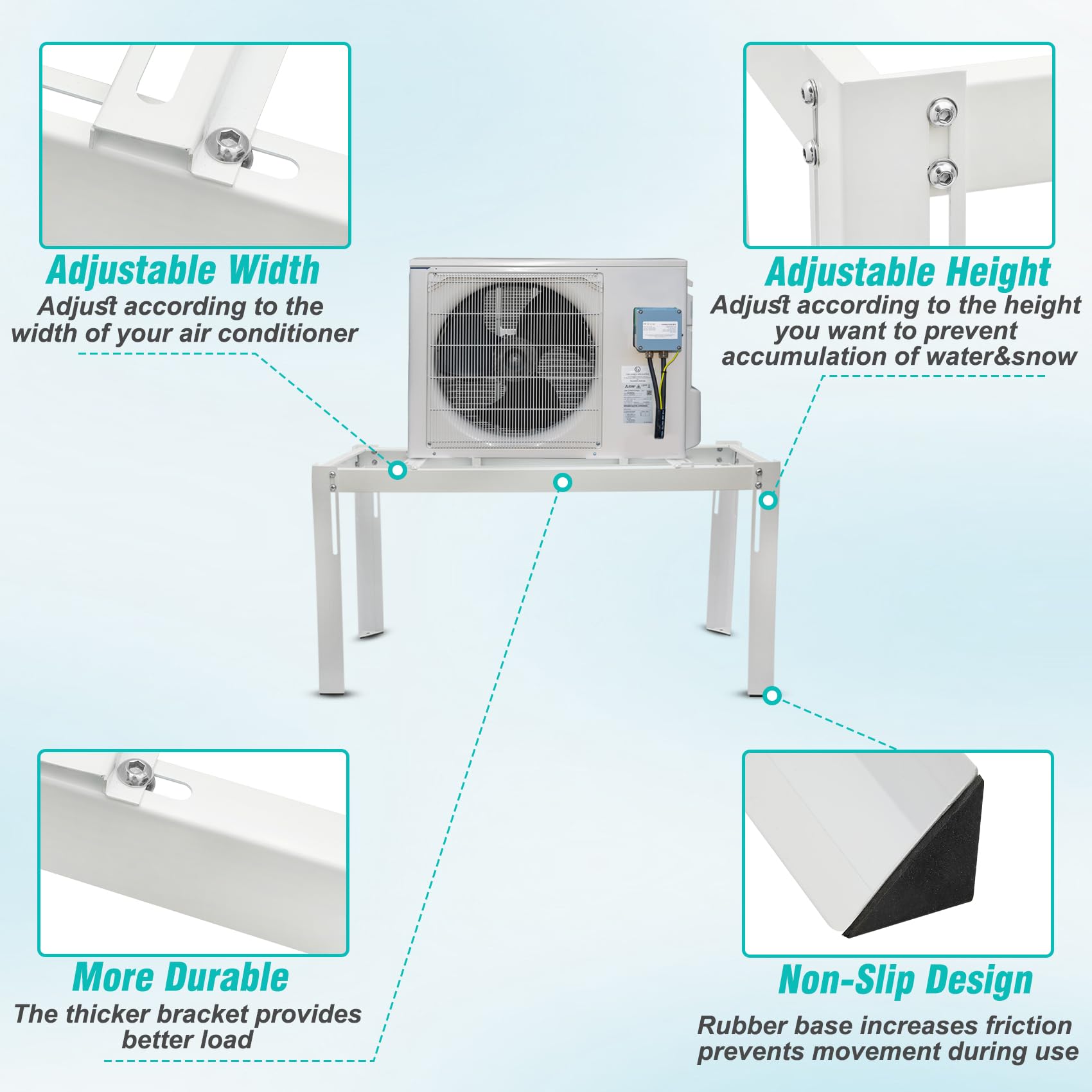 Mini Split Stand, Heavy Duty Mini Split Ground Stand For Ductless, Mini Split Condenser Stand, Mini Split Ground Mount Stand For 9,000-24,000 BTU, Support Up To 400 lbs Mini Split Mounting Stand