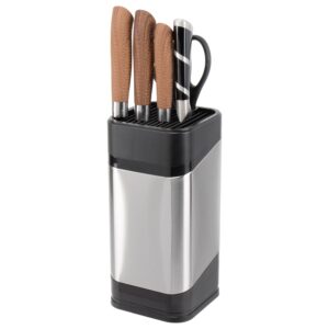 RedCall Kitchen Knife Holder,Stainless Steel Universal Knife Block for Kitchen Counter,Space-Saving Knife Storage Organizer Countertop,Knife Block Holder without Knives (Black)