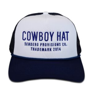 Sendero Provisions Co. Cowboy Hat Embroidered Logo Snapback Trucker Cap One Size (Blue/White)