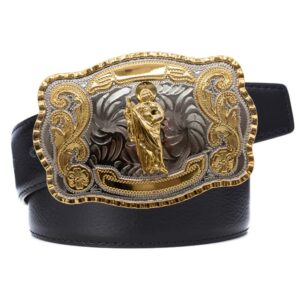 WMG Western St Jude Belt Buckle Gold Silver Saint Jude San Judas Cowboy Buckle Hebilla Vaquero Rodeo