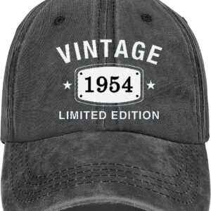 QDQDSD 70th Birthday Gifts for Men Women Vintage 1954 Baseball Cap 70 Year Old Embroidered Hat (Black2-1954)