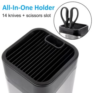 RedCall Kitchen Knife Holder,Stainless Steel Universal Knife Block for Kitchen Counter,Space-Saving Knife Storage Organizer Countertop,Knife Block Holder without Knives (Black)