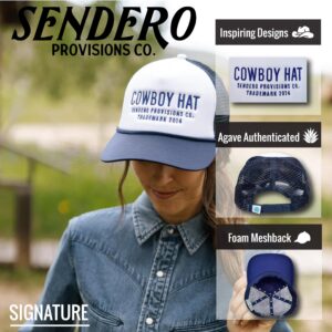 Sendero Provisions Co. Cowboy Hat Embroidered Logo Snapback Trucker Cap One Size (Blue/White)